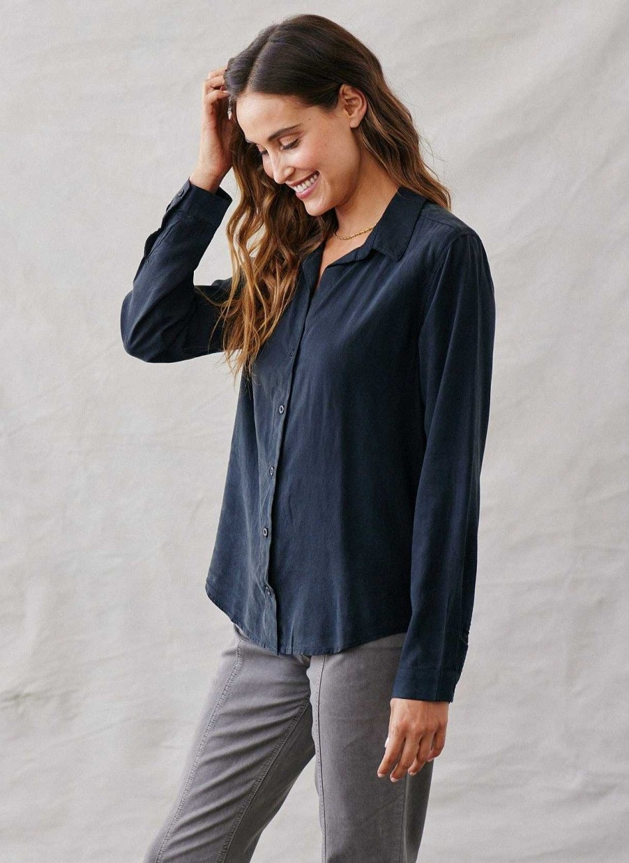 New Bella Dahl Klassieke Button-Down Met Lange Mouwen - Vintage Zwart