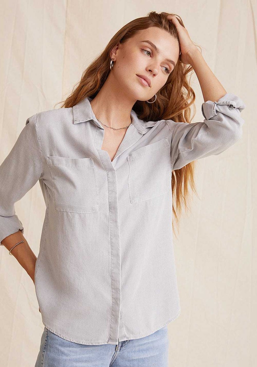 Clearance Bella Dahl Klassieke Button-Down Met Twee Zakken - Foggy Sky