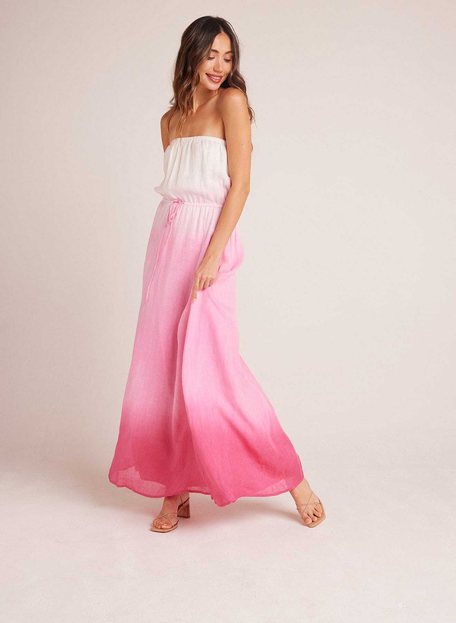 Hot Bella Dahl Strapless Linnen Maxi-Jurk - Coconut Ombre Dye