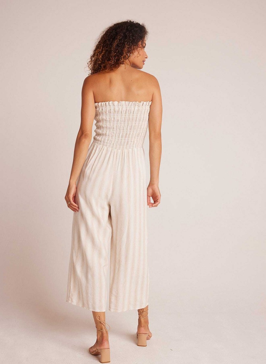 Hot Bella Dahl Gesmokte Strapless Jumpsuit - Playa Sand Stripe