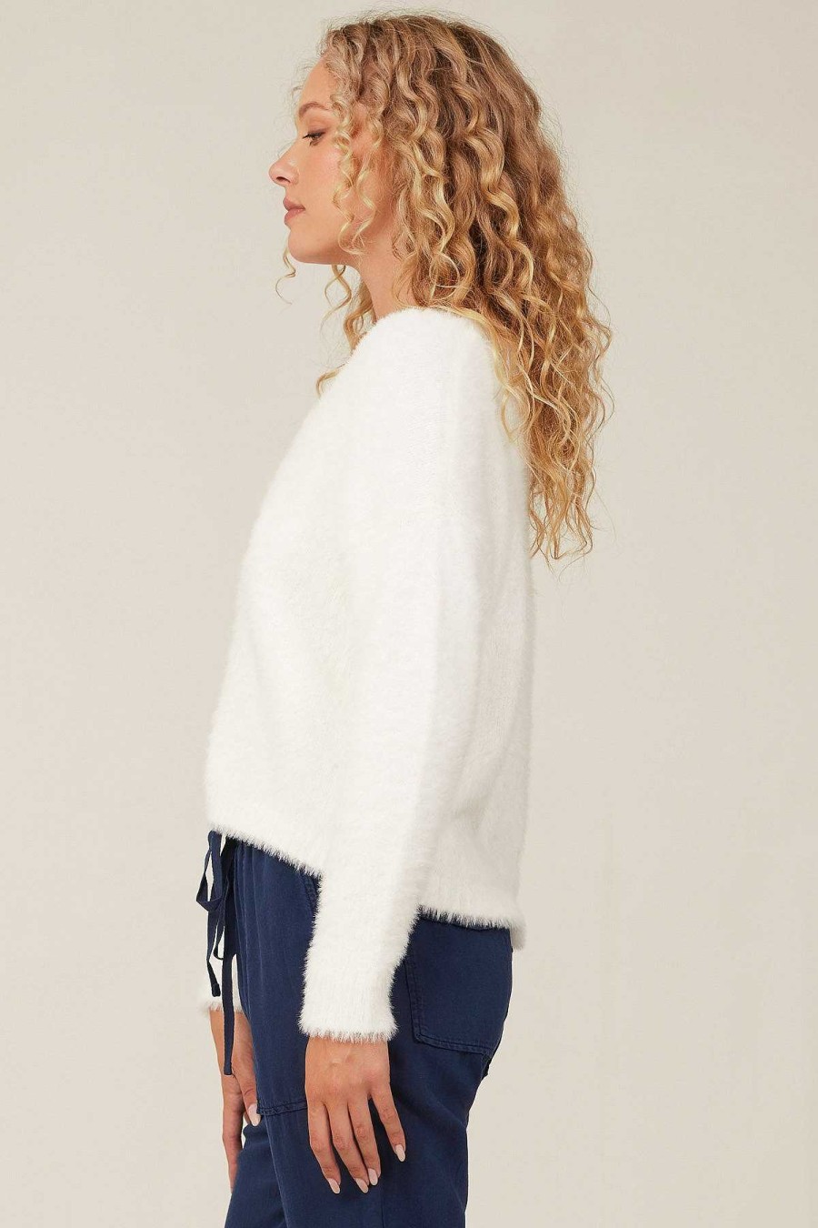 Clearance Bella Dahl Slouchy Trui Met V-Hals - Winterwit