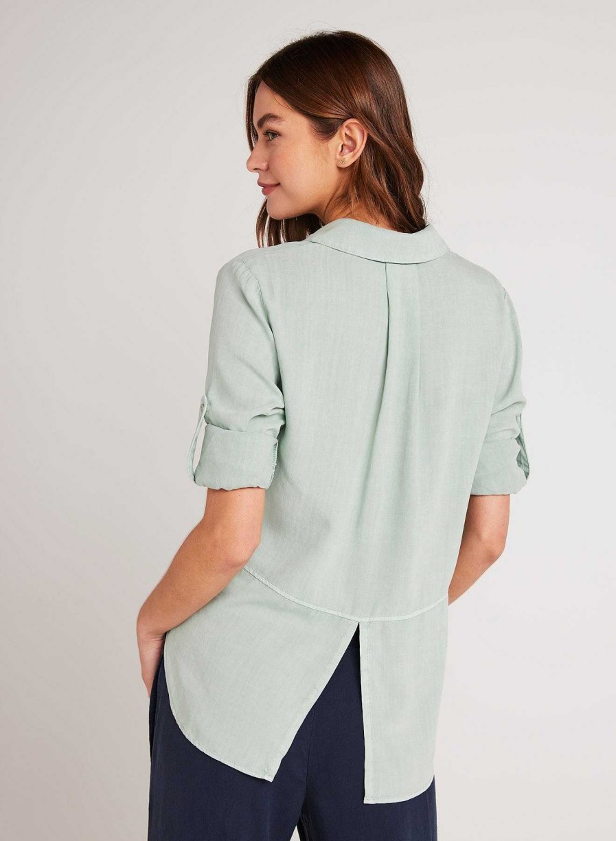 Online Bella Dahl Split Achterkant Button Down - Oase Groen