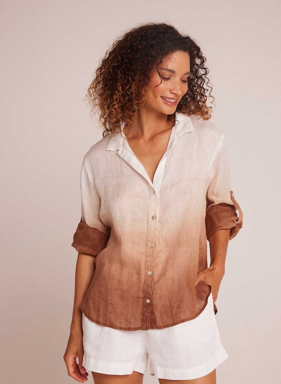 Hot Bella Dahl Capri Button Down - Kokosnoot Ombre-Kleurstof