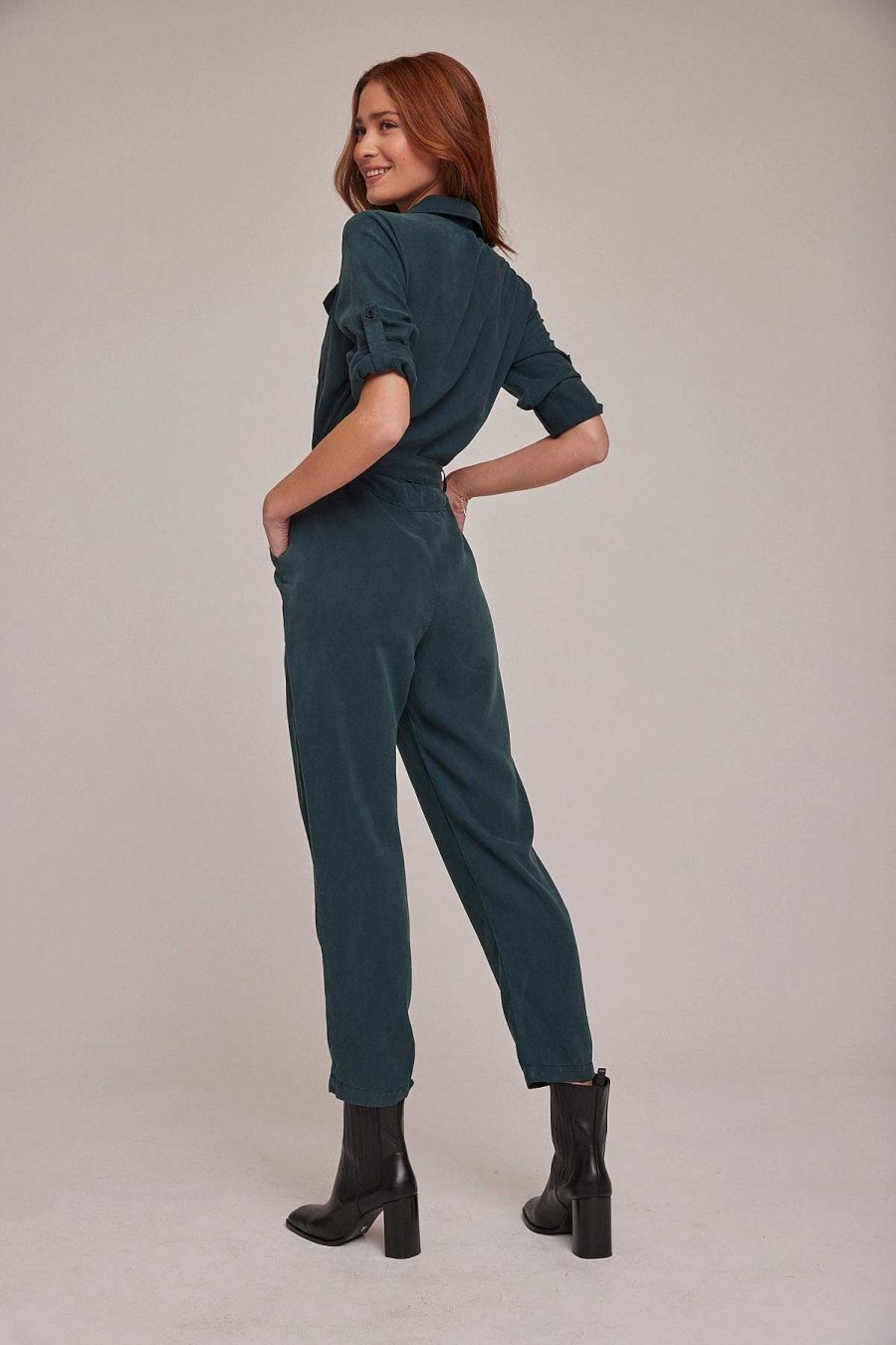 New Bella Dahl Jumpsuit Met Lange Mouwen En Ritssluiting Aan De Voorkant - Jade Night