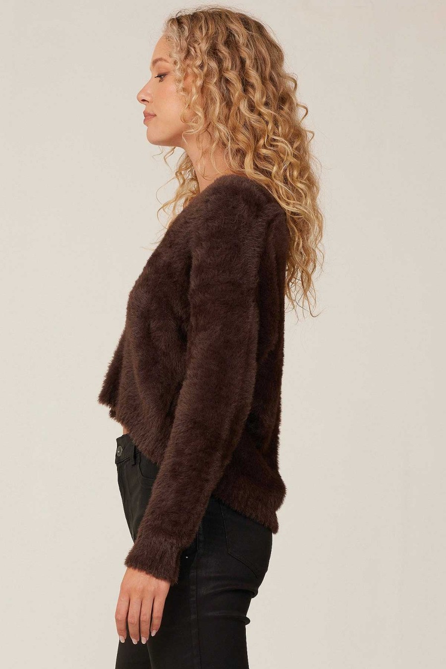 Hot Bella Dahl Slouchy Trui Met V-Hals - Kwartsbruin