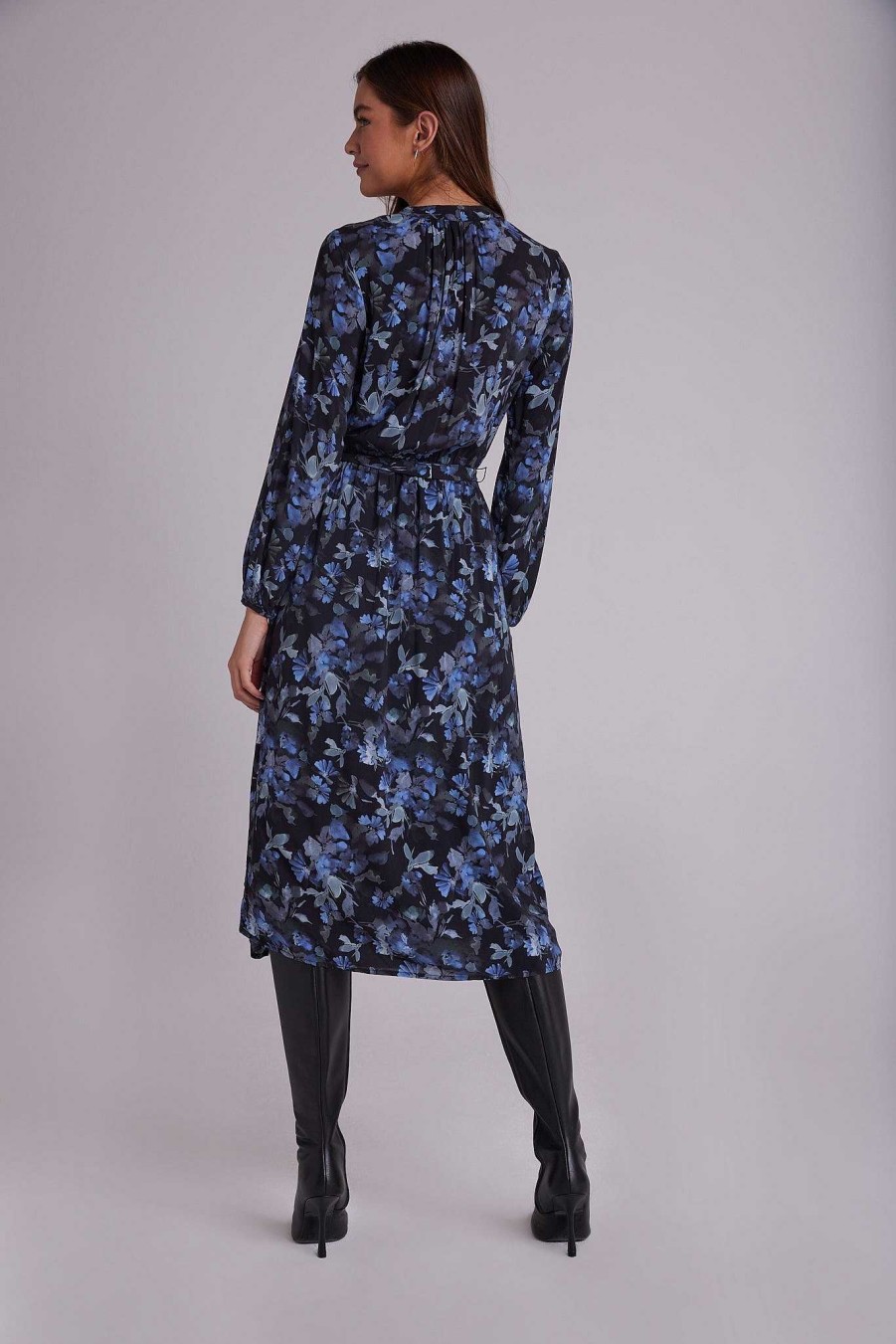 Best Bella Dahl Midi-Jurk Met Halve Knoopsluiting - Frosted Bloemenprint