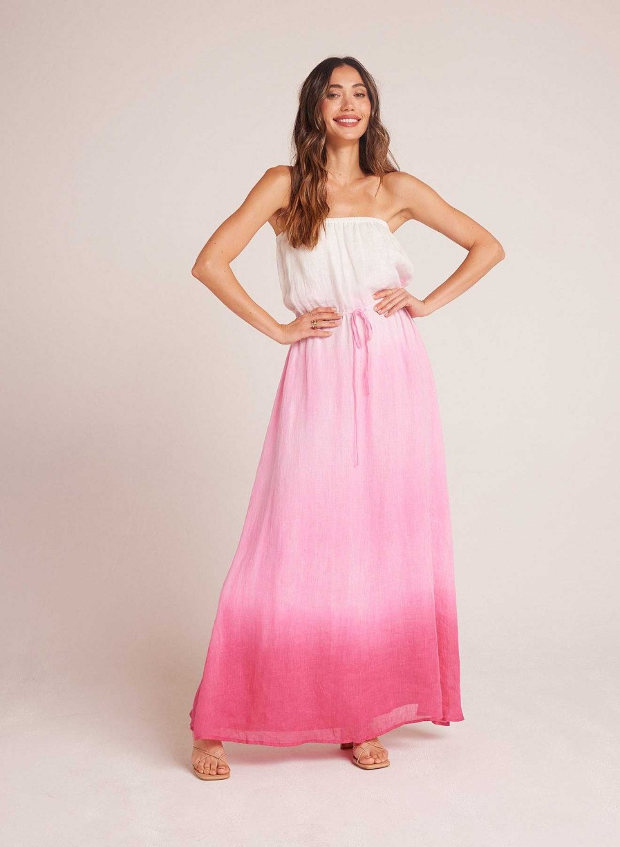 Online Bella Dahl Strapless Linnen Maxi-Jurk - Roze Ombre-Kleurstof