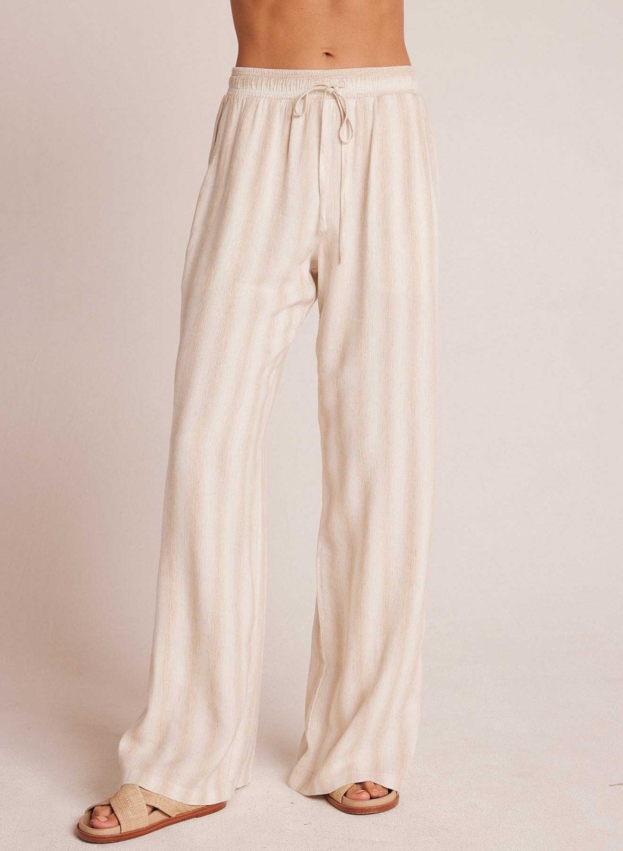 Hot Bella Dahl Broek Met Zijsplit En Wijde Pijpen - Playa Sand Stripe