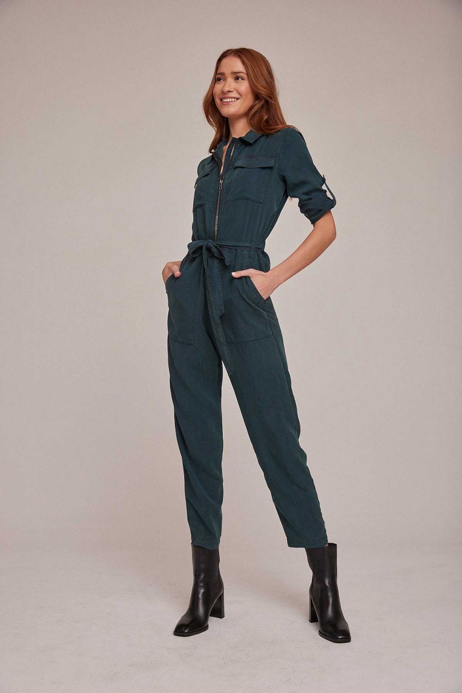 New Bella Dahl Jumpsuit Met Lange Mouwen En Ritssluiting Aan De Voorkant - Jade Night