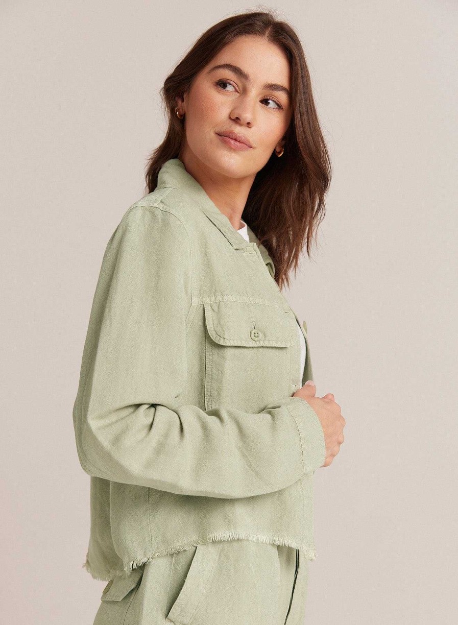 New Bella Dahl Lily Frayed Hem Jacket - Gedempt Leger