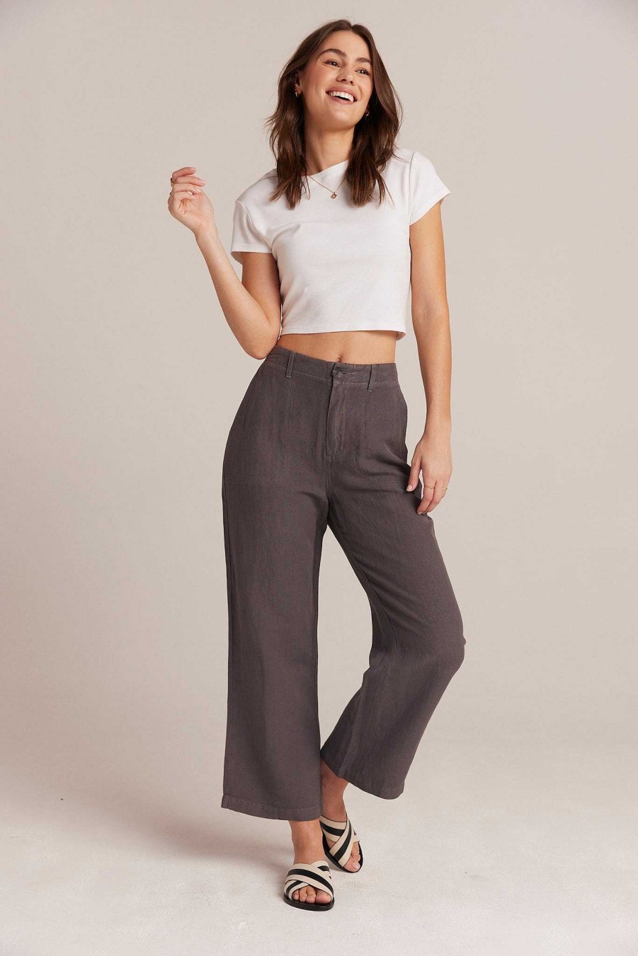 Clearance Bella Dahl Blakely Utility Crop Met Wijde Pijpen - Charcoal Shadow