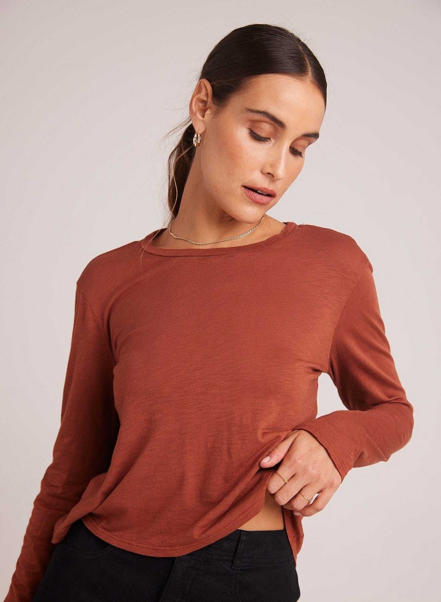 Best Bella Dahl T-Shirt Met Lange Mouwen En Ronde Hals - Herfst Amber