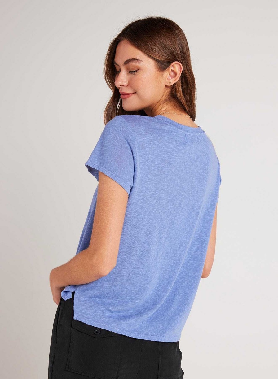 Hot Bella Dahl T-Shirt Met Zijsplit En V-Hals - Peri Blue