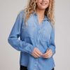 Clearance Bella Dahl Klassieke Button-Down Met Twee Zakken - Medium Ombre-Wassing