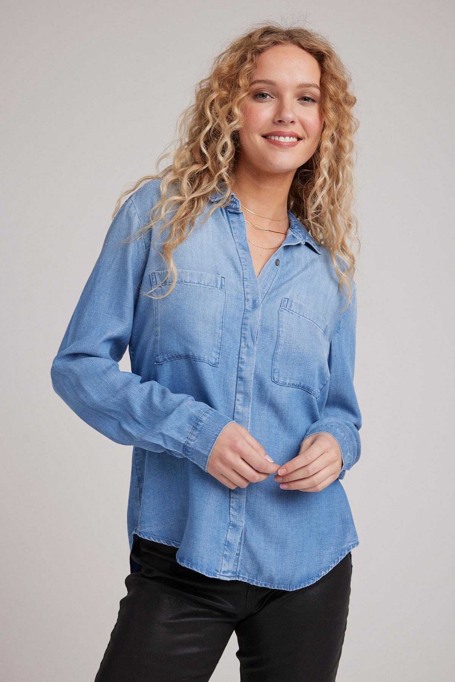 Clearance Bella Dahl Klassieke Button-Down Met Twee Zakken - Medium Ombre-Wassing