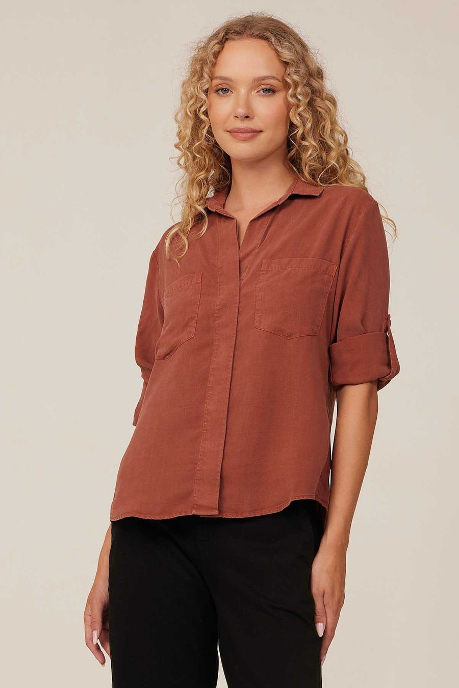 Clearance Bella Dahl Split Achterkant Button Down - Herfst Amber