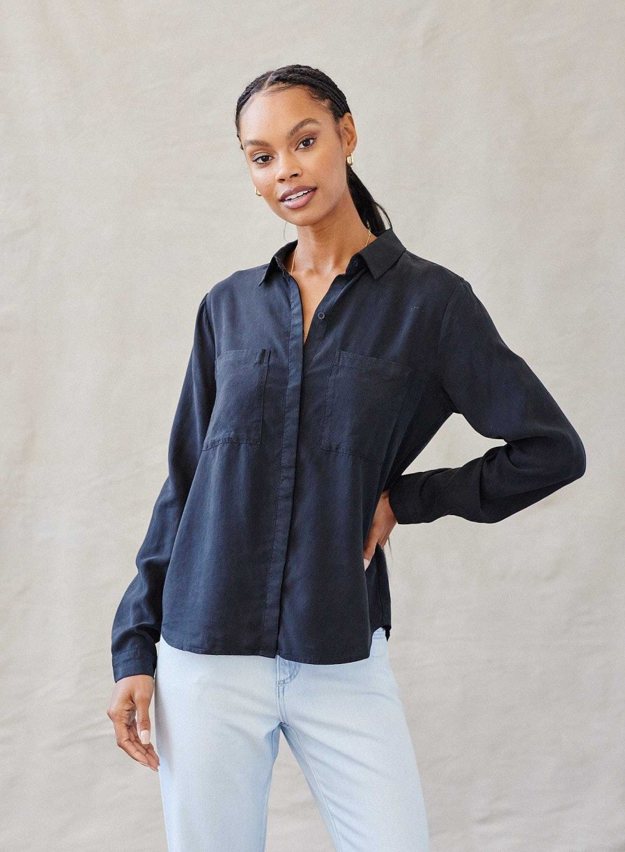 Clearance Bella Dahl Klassieke Button-Down Met Twee Zakken - Vintage Zwart