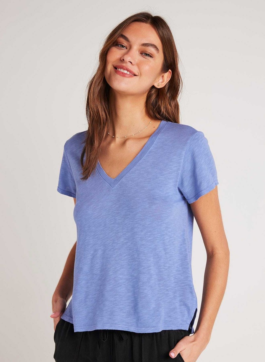 Hot Bella Dahl T-Shirt Met Zijsplit En V-Hals - Peri Blue