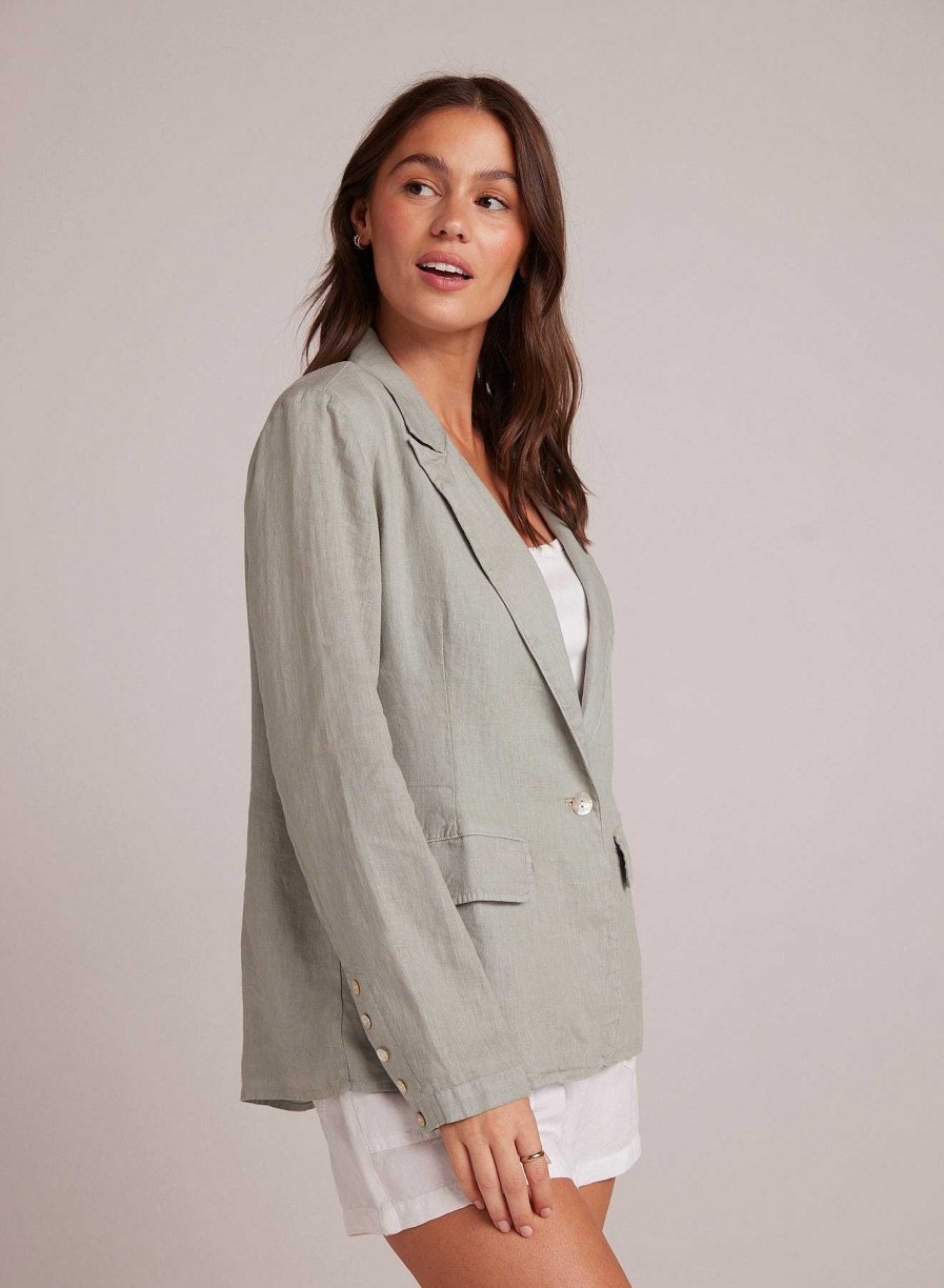 New Bella Dahl Easy Linnen Lange Blazer - Oase Groen