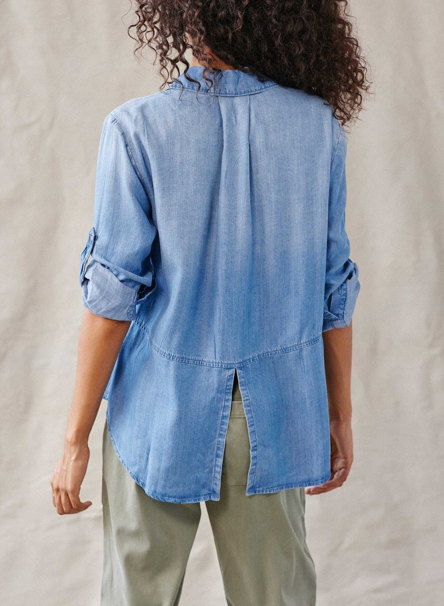 Best Bella Dahl Split Achteraan, Button-Down - Medium Ombre-Wassing