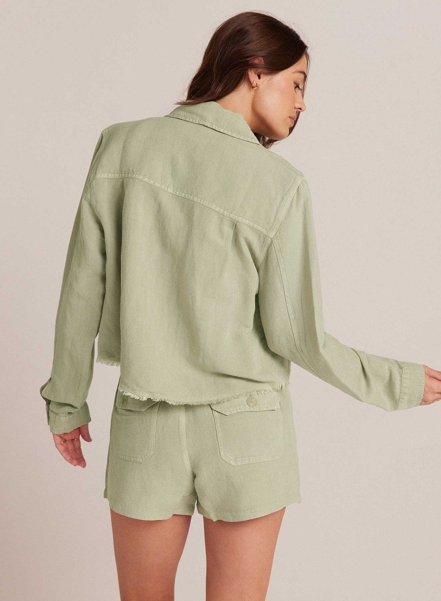 New Bella Dahl Lily Frayed Hem Jacket - Gedempt Leger