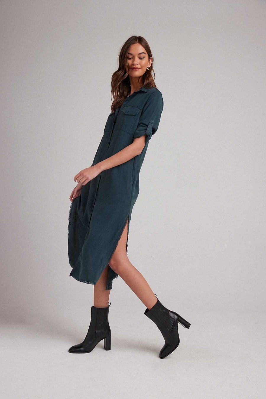 Clearance Bella Dahl Maxi-Shirtjurk - Jade Night