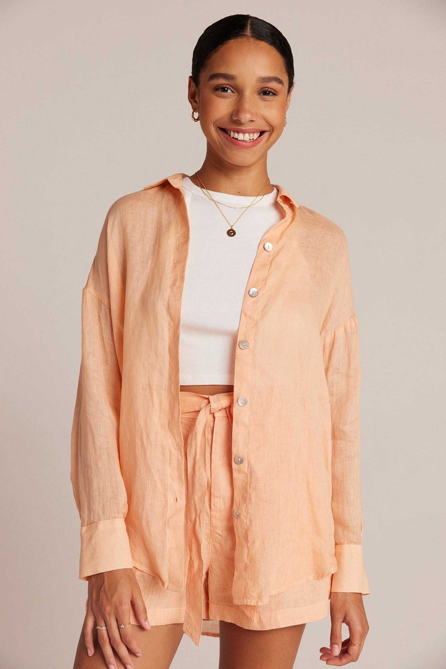 Hot Bella Dahl Vriendje Button Down - Peach Parker